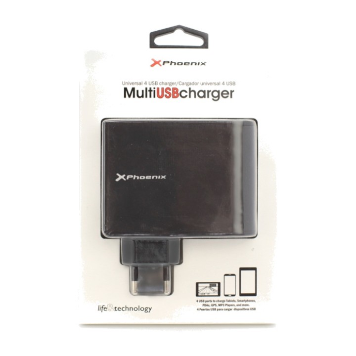 PHOENIX Chargeur mural avec 4 ports USB 5,1V 2,1A