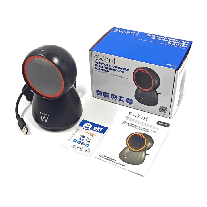 EWENT Lecteur de codes-barres mains libres EW3450 2D-USB