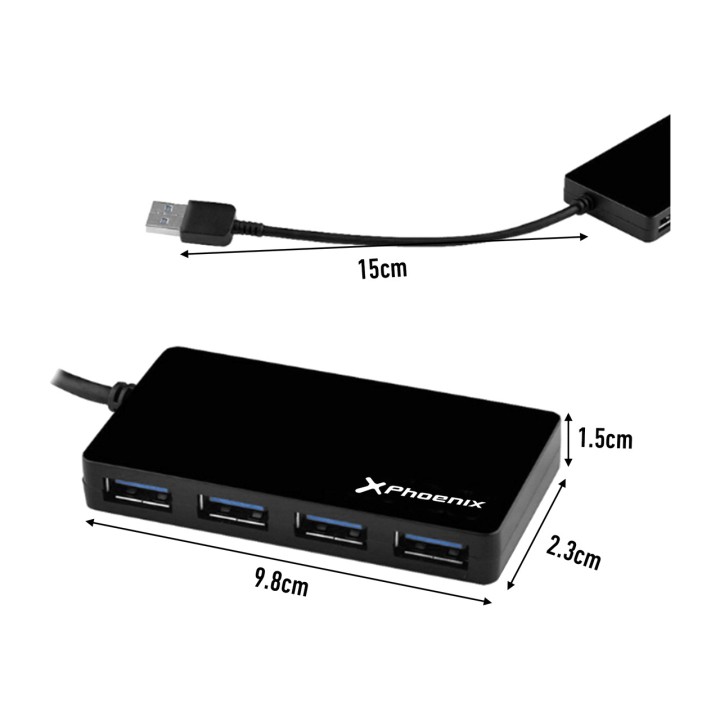 PHOENIX Hub USB à 4 ports pour ordinateur portable 3.0