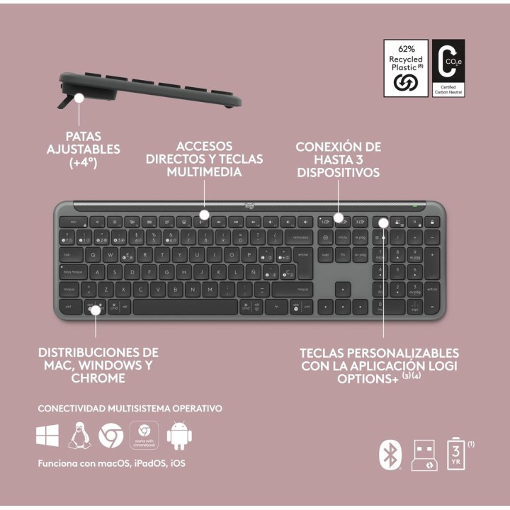LOGITECH Ultraflache kabellose Tastatur-Maus-Kombination auf