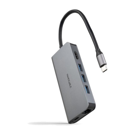 aluminium 8-in-1 usb-c hub with hdmi, gigabit network, sd card reader and power delivery charging 3.1 4k 60hz rj45 tf 18 cm