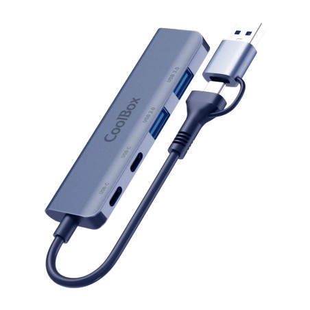 aluminium-hub mit vier anschlüssen und usb-c- oder usb-a-stecker hub4-lite 2xusb-c 2xusb-a 3.2-gen1