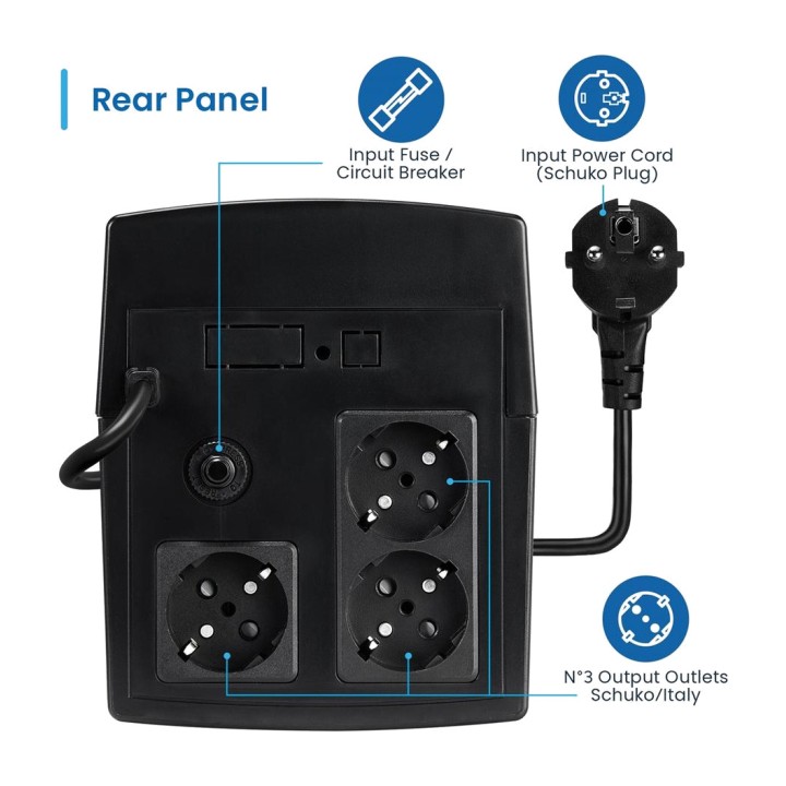 EWENT Line-interactive UPS with AVR stabilizer EW3997 1300VA