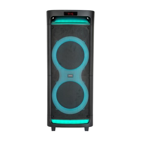 reproduktor na vozíku s bluetooth, baterií, 2 bezdrátovými mikrofony a rádiem bigboss-xl 300w rms 9000mah