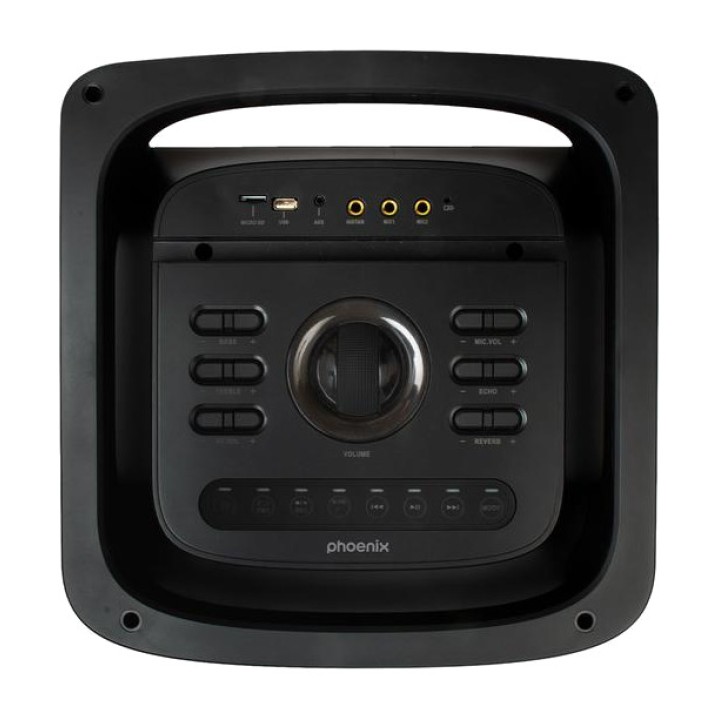 PHOENIX Altavoz trolley Bluetooth con batería, 2 micrófonos