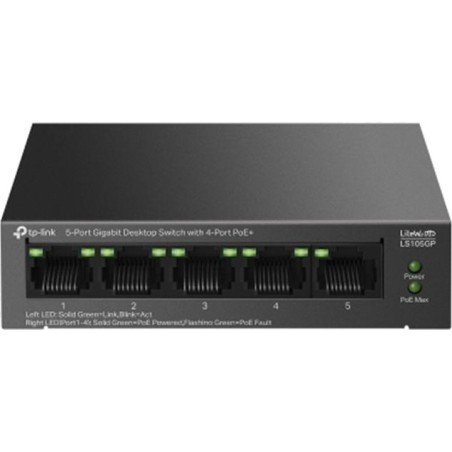 5-port-gigabit-switch, unmanaged, mit 4 poe+ litewave-ls105gp 65w