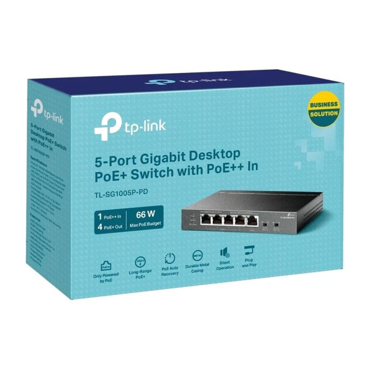 TP-LINK 5-port Gigabit switch with PoE input and output for