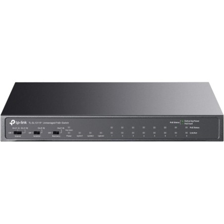 8-port fast ethernet unmanaged poe+ switch with 3 gigabit ports tl-sl1311p 1x-sfp 65w