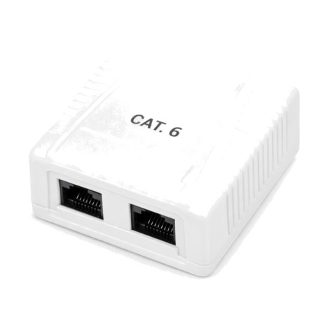 boîtier en saillie avec 2 ports rj45 femelles utp cat6 phk-1012