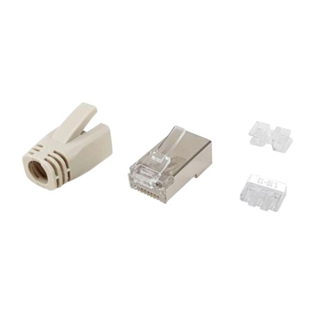 pack de 100 conectores de red rj45 blindados 121182 cat6a stp