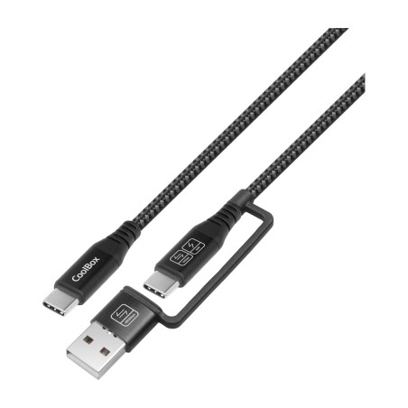 punottu lataus- ja datakaapeli usb-c, usb-a-sovitin 60w 1,2m