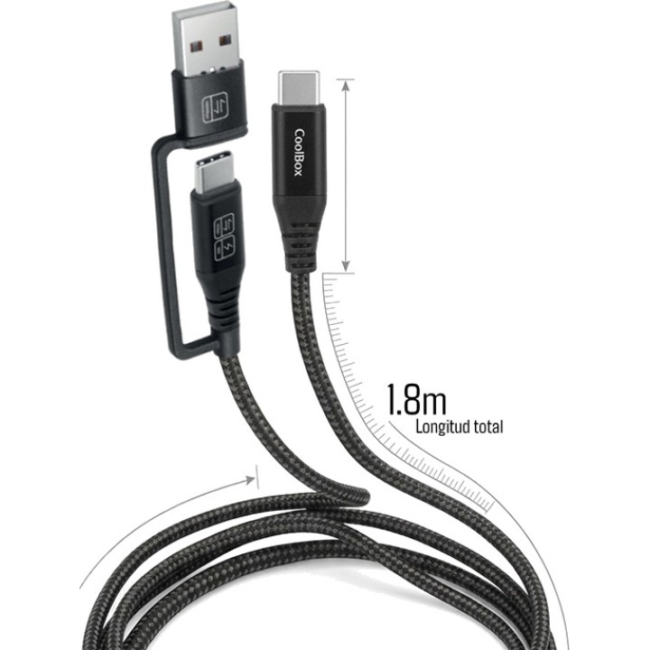 COOLBOX Câble tressé USB-C de charge et de données avec