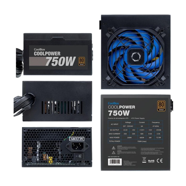COOLBOX ATX gaming power supply for PC COOLPOWER-750W 80
