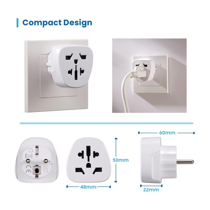 EWENT Universal rejsestikadapter til Schuko EW1480