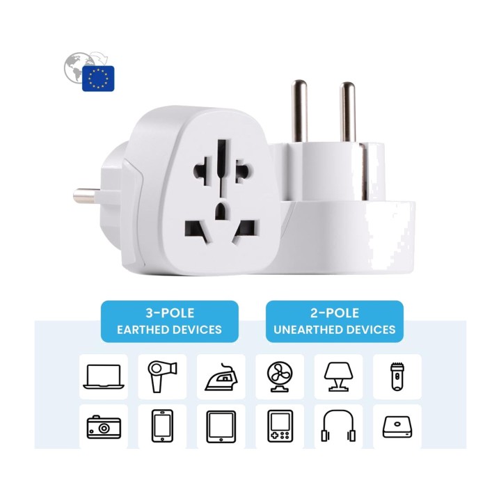EWENT Adaptor universal de călătorie la Schuko EW1480
