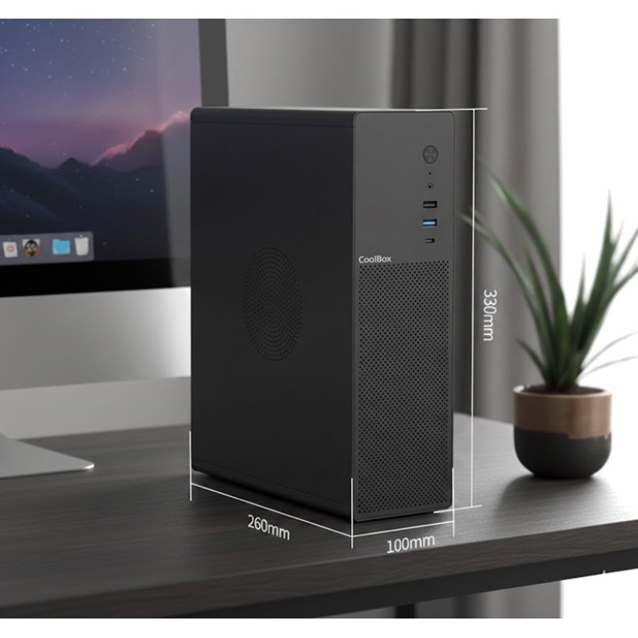 COOLBOX Metal slim pc-kabinet med 90 mm ventilator uden