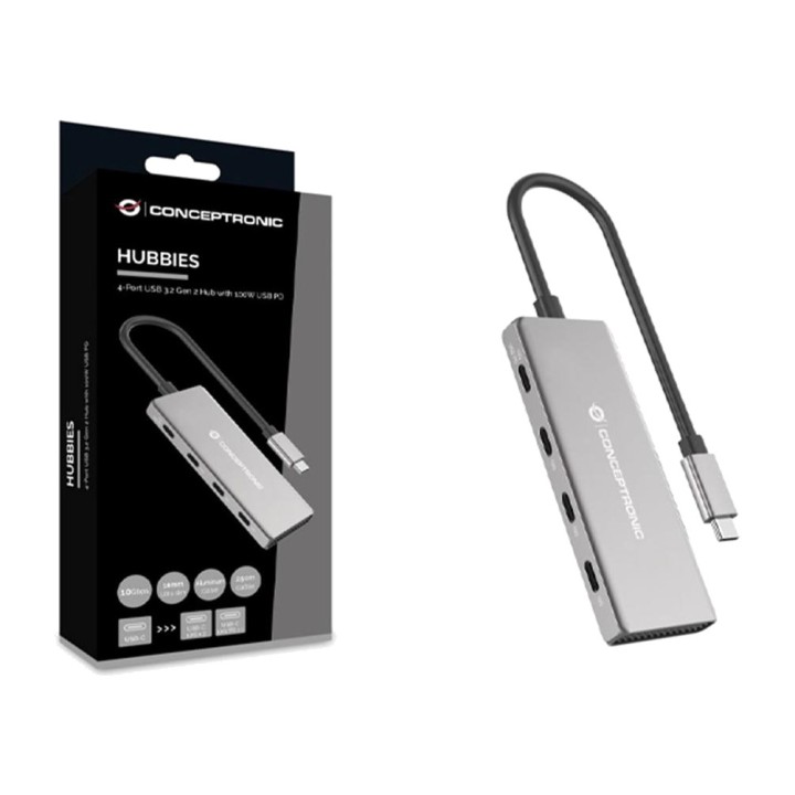 CONCEPTRONIC Ultra-slim aluminum USB-C hub with 4 ports