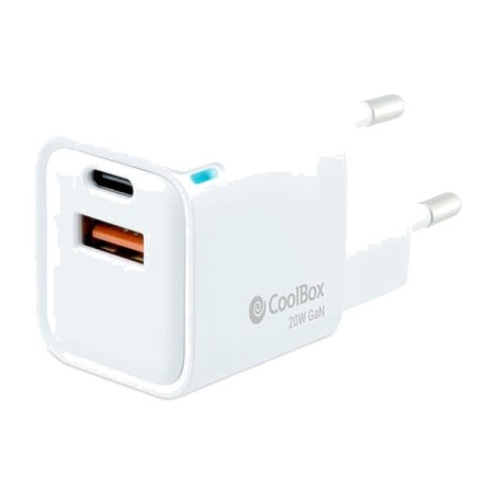gan wall charger with usb-a and usb-c ports 20w pd qc-3.0