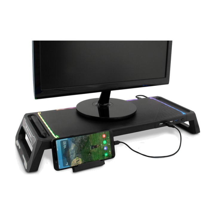 COOLBOX Rehausseur d’écran avec hub, tiroir et éclairage RGB