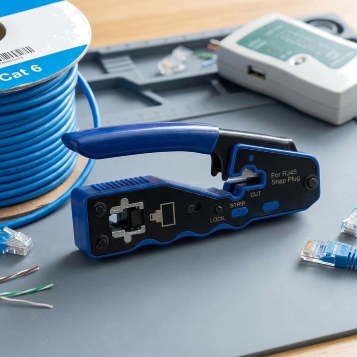 PHASAK Crimpadora profesional RJ45 con pelacables