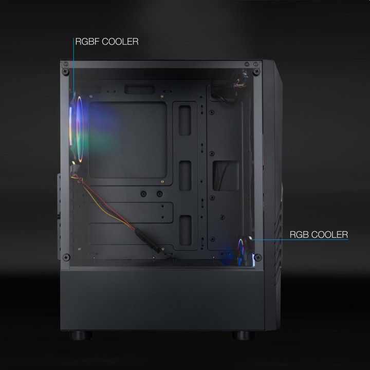 TOOQ Boîtier moyen tour gaming pour PC avec éclairage
