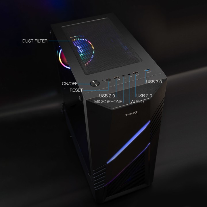 TOOQ Gaming-PC-Midi-Tower-Gehäuse mit Beleuchtung TQGCC102