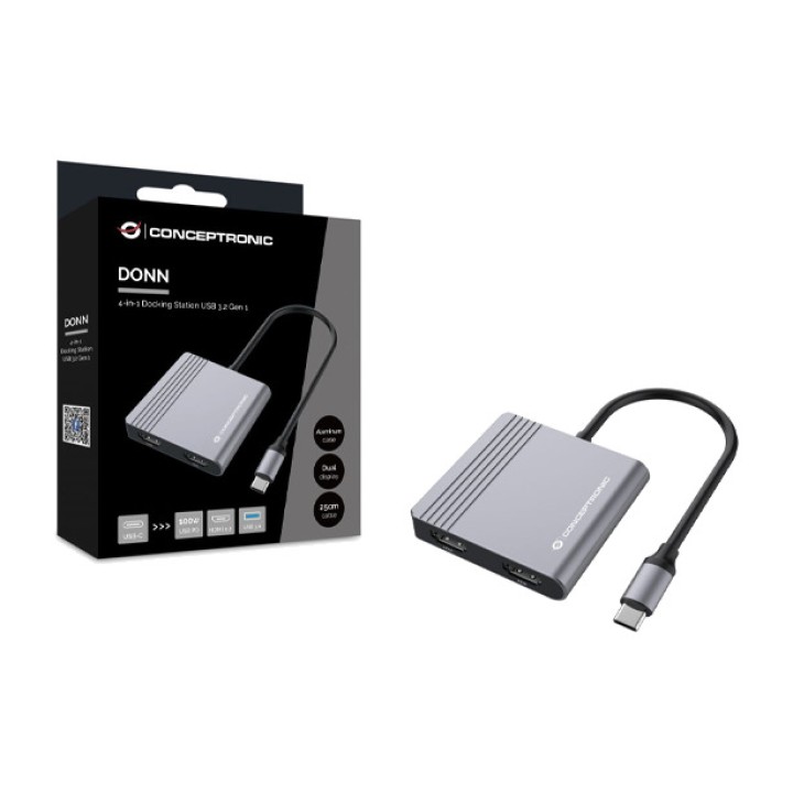 CONCEPTRONIC Adaptateur multiport USB-C 4-en-1 pour deux