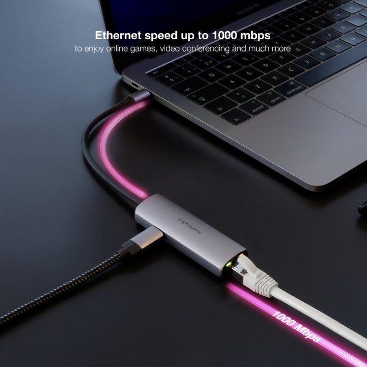 NANOCABLE USB-C to Ethernet network adapter with Power