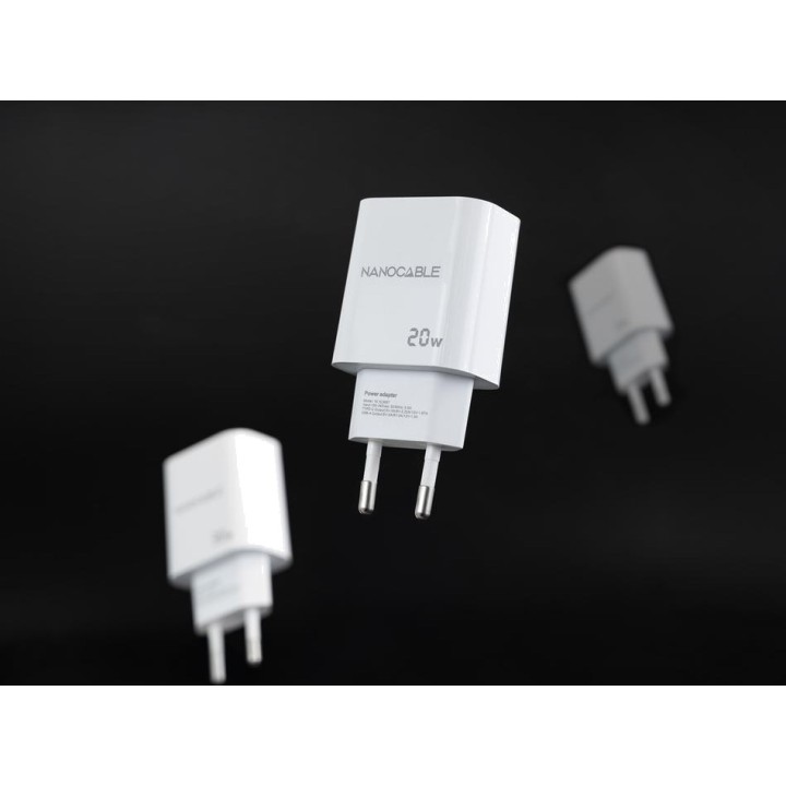 NANOCABLE Schnellladegerät für die Steckdose mit USB-C- und