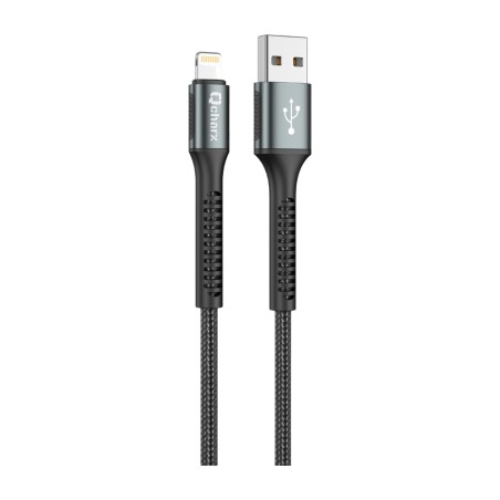 cavo intrecciato di ricarica e dati con connettori in alluminio per cellulare prague-1m usb-a/lightning 3a
