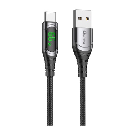 cable de càrrega ràpida amb pantalla digital i connectors d'alumini per a mòbil menorca-1m usb-a/c 3a 66w