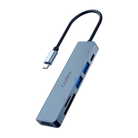 adaptador multipuerto usb-c en aluminio con lector de tarjetas minidock-c61 hdmi-4k 2xusb-a pd sd-microsd