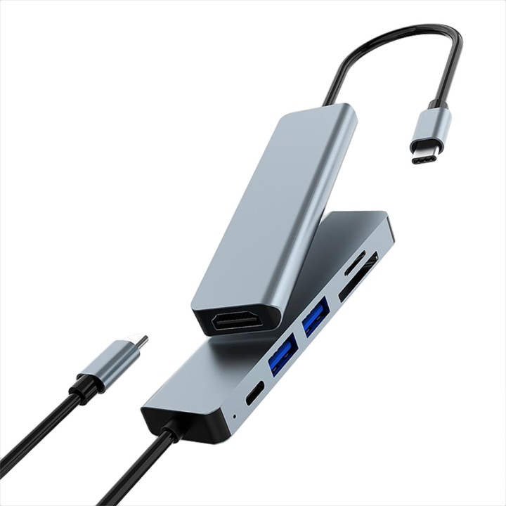 COOLBOX Aluminium USB-C multiport adapter with card reader