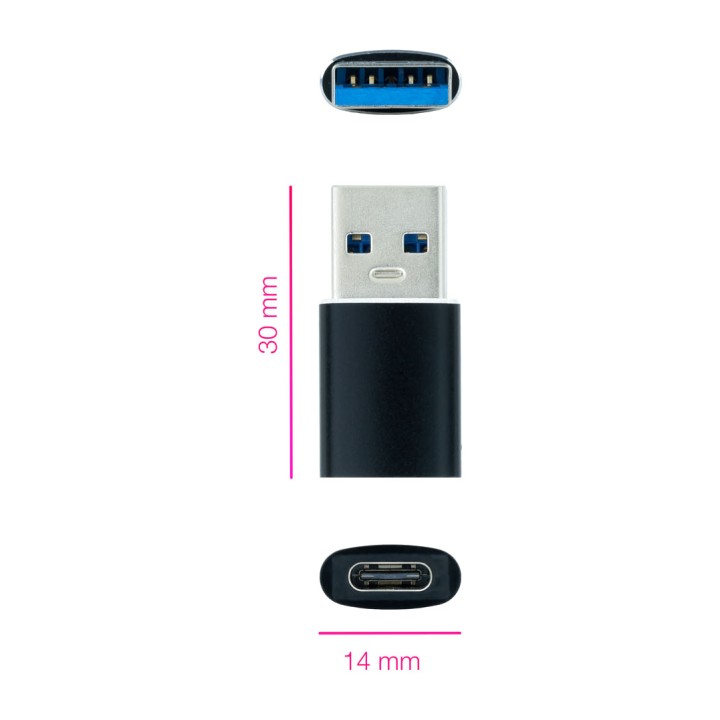 NANOCABLE USB-C-vrouwelijk naar USB-A-mannelijk adapter met