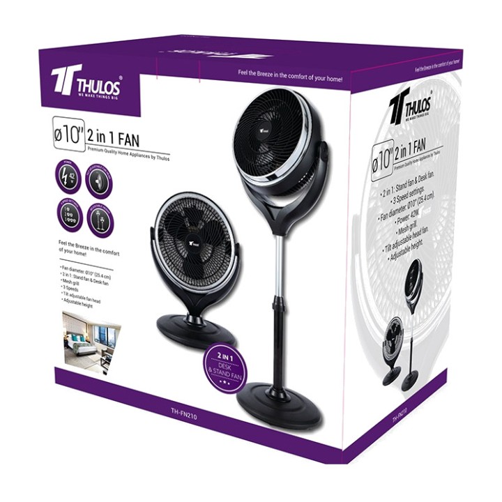 THULOS Ventilador 2 en 1 de pie y sobremesa TH-FN210 25CM 42W MGS0000016346