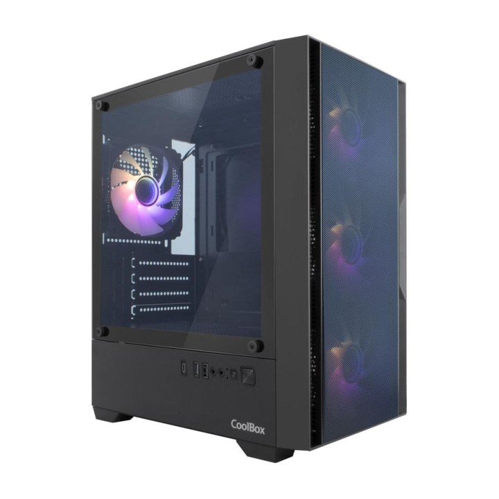 COOLBOX Compact gaming PC case with tempered glass and mesh