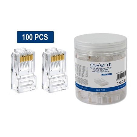 pack de 100 conectores de red rj45 para cable rígido im1205 cat6 u/utp awg23-26