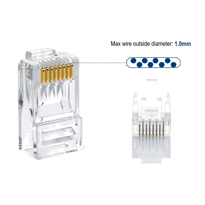 EWENT Pack of 100 RJ45 network connectors for solid cable