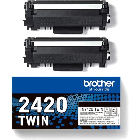 lot de 2 cartouches de toner d’origine pour imprimante laser tn-2420twin