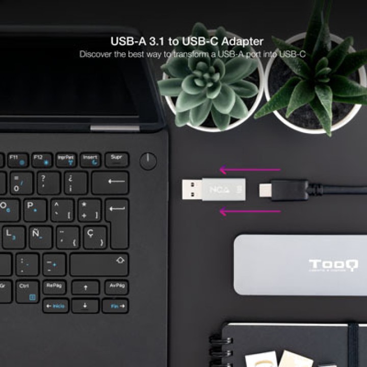 NANOCABLE USB-C hona till USB-A hane-adapter GEN2 10GBPS