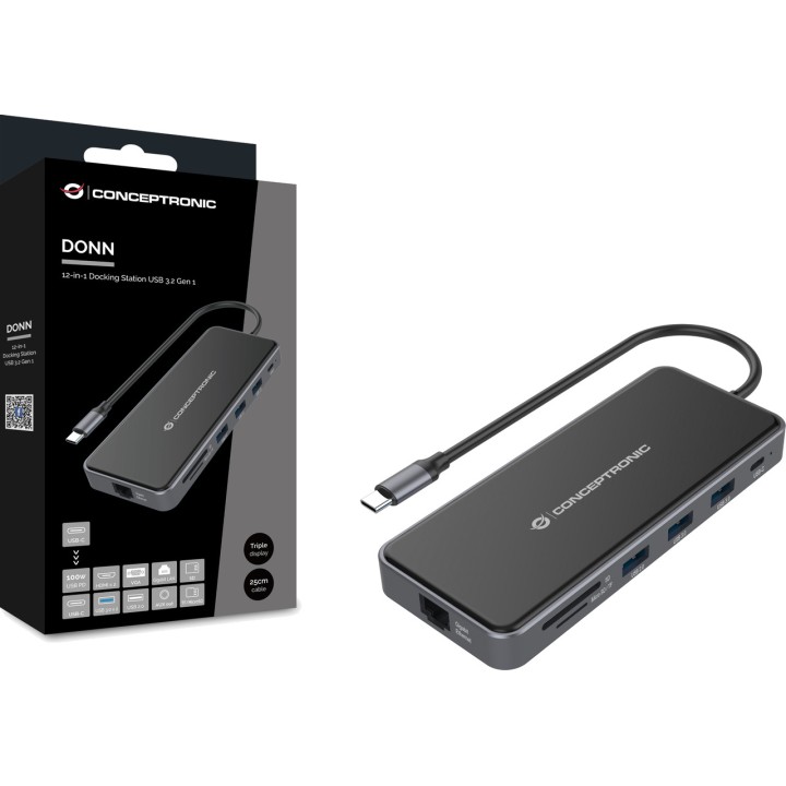 CONCEPTRONIC 12-in-1 USB-C docking station with HDMI and VGA
