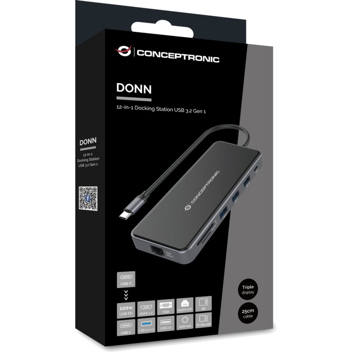 CONCEPTRONIC Docking station USB-C 12 in 1 con HDMI e VGA