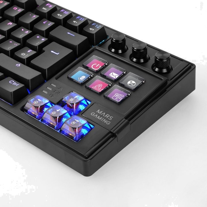 MARS GAMING Mechanische Gaming-Tastatur mit LCD-Tasten und