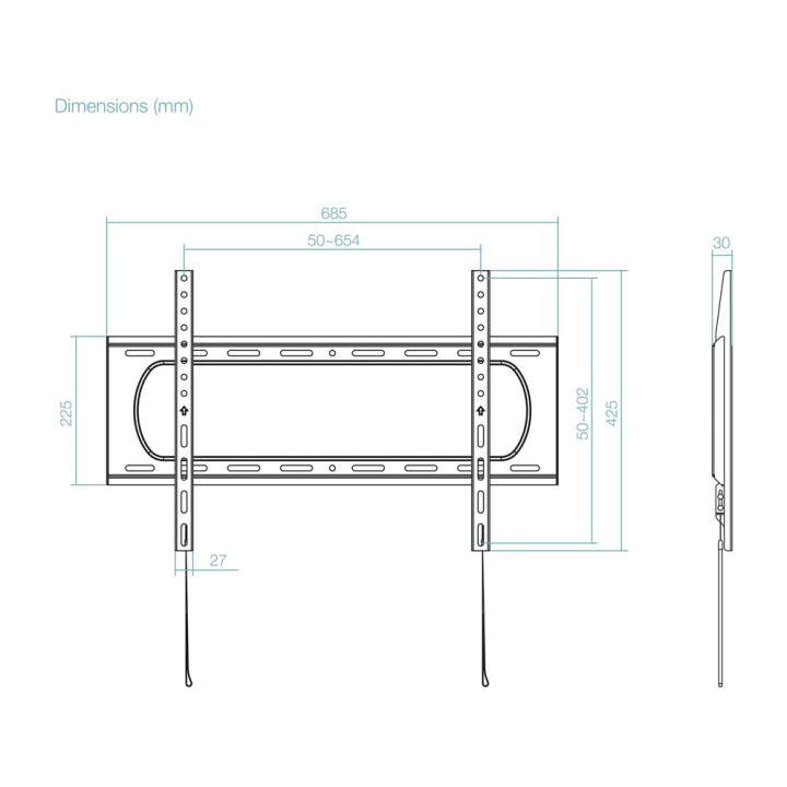 TOOQ Fixed TV wall mount LP1084F-B 37-80" VESA-600X400 80KG