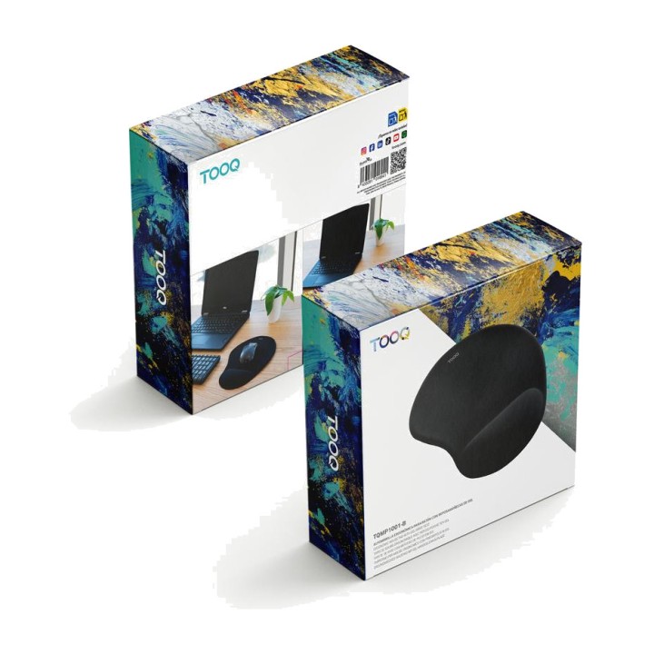 TOOQ Alfombrilla ergonómica para ratón con reposamuñecas de gel TQMP1001-B DSP0000043245