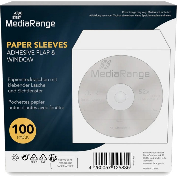 MEDIARANGE Pochettes en papier avec fenêtre pour CD et DVD