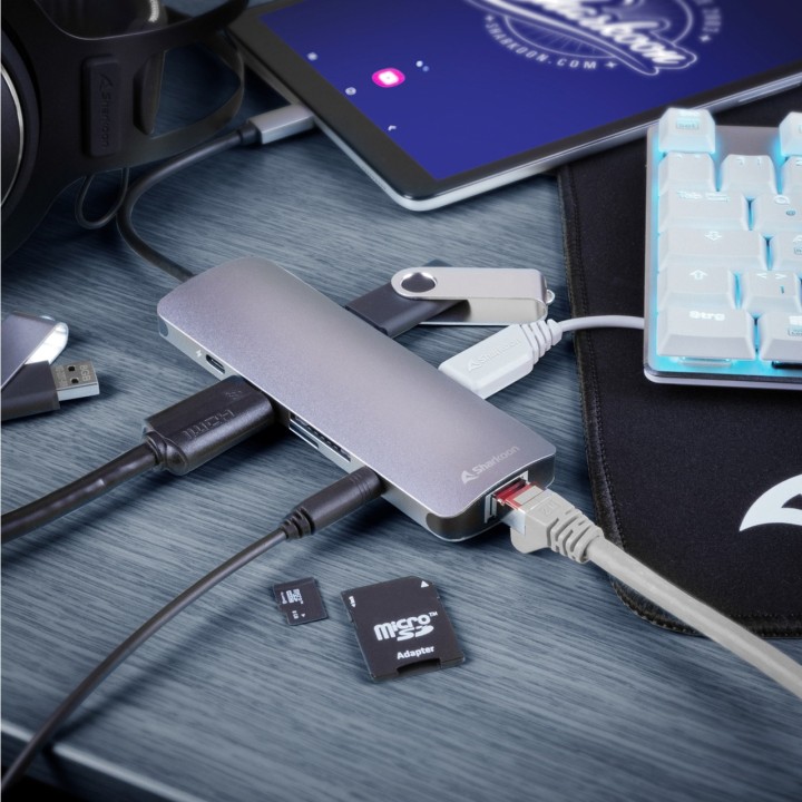 SHARKOON Adaptador multip portas com HDMI, rede Ethernet e