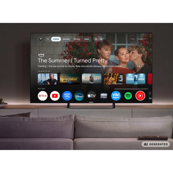 MEDION Téléviseur intelligent QLED de 55 pouces avec Google