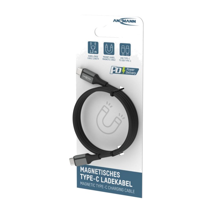 ANSMANN Cable de silicona magnético con conectores USB-C