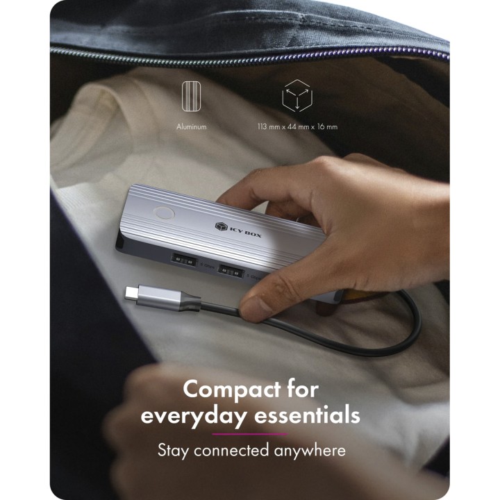 ICY BOX Estación de acoplamiento USB-C 5 en 1 para uso móvil